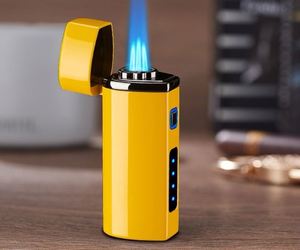 ไฟแช็คซิการ์แบบสามหัวพ่นไฟ พร้อมช่องเสียบ USB ชาร์จไฟได้ กันลม เติมบิวเทนได้ ผลิตจากโลหะผสมสังกะสี สำหรับซิการ์ รับทำโลโก้ตามสั่ง ขายส่ง - Product Image 3