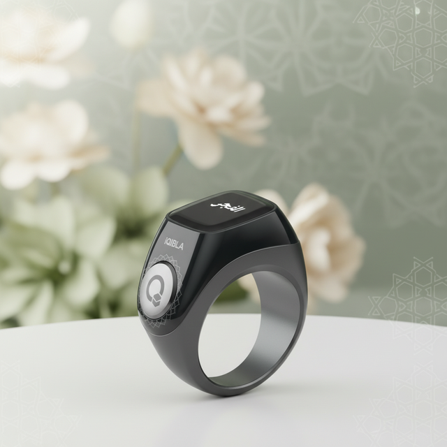 Muslim Iqibla - Smart Tasbih Ring Metal Finger Counter Function Men BT Smart Zikr Rings for Android or IOS