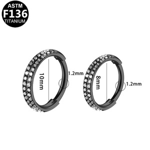 Anneau de nez en titane F136 en acier inoxydable, forme géométrique cœur, incrustation de zircone, bijou de piercing pour cadeau - Product Image 4
