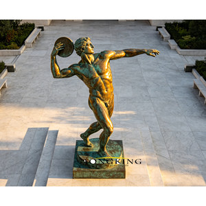 Estatua de Discobolus de Bronce Fundido a Tamaño Real, Figura Clásica Griega, <span class=keywords><strong>Escultura</strong></span> de Latón para Decoración de Exteriores - Product Image 1