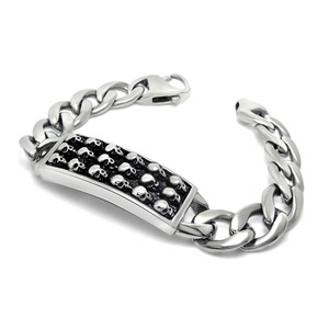 Stainless Steel Skull <b>Bracelet</b> 21.5Cm Punk Style Chain Link Bangle CE316 - Product Image 1