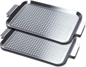 Vassoio per Barbecue in Acciaio Inox Personalizzabile / Teglia per Grigliare per Griglie Esterne con Fori e Manici Colore e Dimensioni Personalizzabili - Product Image 2