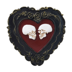 Plaque murale en résine vintage, motif cœur de crâne gothique effrayant, décoration murale <span class=keywords><strong>romantique</strong></span> sombre pour Halloween, accessoire de décoration murale en gros - Product Image 4