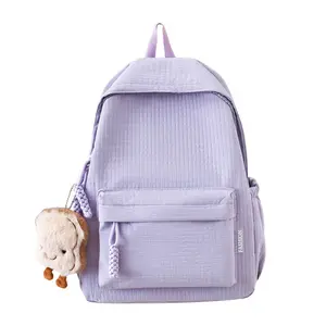 China supplier cheap promotional school backpack solid color youth school backpack with notebook interlayer backpack