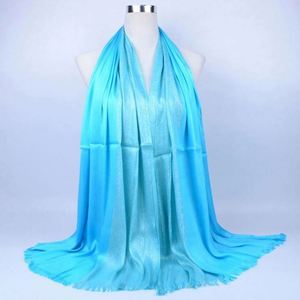 Hot Selling Women Spring Gold Muslim <b>Hijab</b> Shimmer Glitter Long Viscose Scarf - Product Image 4