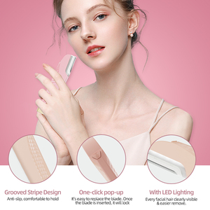 Herramienta de Dermaplaning Sónico para Rostro, Depiladora Recargable con 6 Cuchillas de Repuesto, Eliminador de Vello Facial y Pelusas para Mujeres - Product Image 4