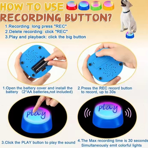 New Design Luminous Eco-Friendly Plastic Pet Communication <b>Button</b> Recording <b>Dog</b> Training Talking Toy Sounder Squeeze Box - Product Image 5