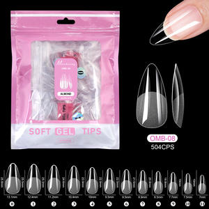 504 <span class=keywords><strong>Uñas</strong></span> Postizas en Forma de Almendra y Ataúd para Extensión de <span class=keywords><strong>Uñas</strong></span> DIY, Semi-Mate, Cobertura Completa, Acrílicas Transparentes - Product Image 2