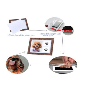 Cadre photo en bois brun pour animaux de compagnie avec kit d'empreintes de pattes pour chien et chat, pour affichage commémoratif - Product Image 5