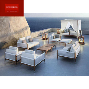 Muebles de Jardín Modernos de Madera, Nuevo Diseño, Sofá de Teca con Cuerdas para Patio, Sala de Estar u Hotel - Product Image 1