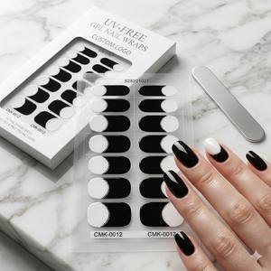 Bandes de vernis à ongles en gel style Hepburn classique, sans UV, contraste noir et blanc, design français, sans lampe, 16 bandes, vente chaude transfrontalière - Product Image 2