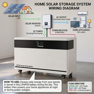 Batterie LiFePO4 sur pied personnalisée 51,2 V 400 Ah 20 kWh avec roues pour système de stockage d'énergie solaire hors réseau et sauvegarde domestique - Product Image 5