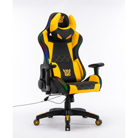 Chaise de jeu ergonomique noire et jaune pour gamer, avec LED, certifiée par le fournisseur, pour ordinateur