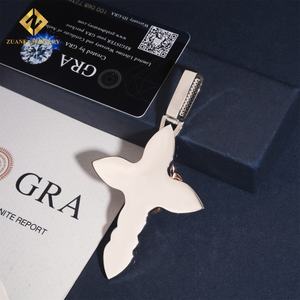 Pendentif en moissanite à coupe fantaisie serti de 4 pouces, croix 3D, rose, argent sterling 925 plaqué or rose, pendentif en moissanite - Product Image 4