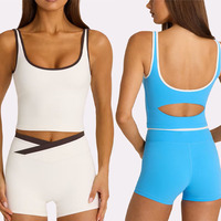 Ensemble 2 pièces de shorts de cyclisme style européen et américain, séchage rapide, respirant, taille haute, bretelles croisées, avec bordure contrastante