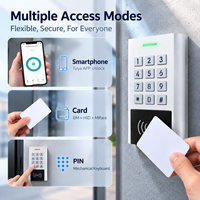 Tuya WiFi RFID Zugangskontroll-Tastatur IP66 Wasserdichter Metall-Smart-Türzugangscontroller mit APP-Karte PIN, EM HID Mi-fare Leser