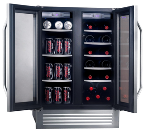 Enfriadores de Vino y Bebidas de Acero Inoxidable de 24 Pulgadas, Personalizados OEM, de Doble Zona, con Compresor, para 21 Botellas/61 Latas, para Uso Doméstico - Product Image 2