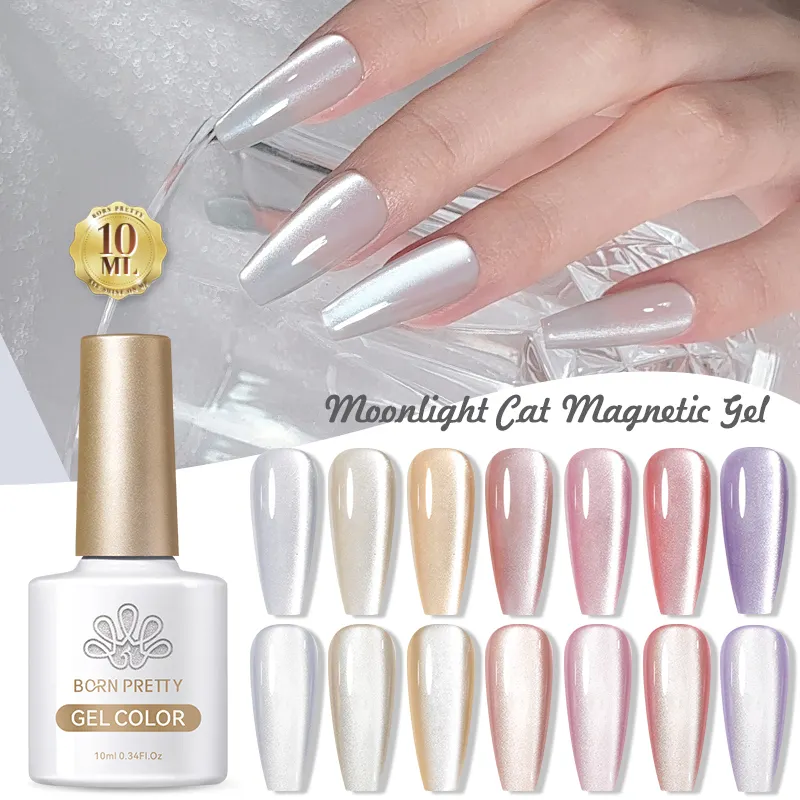 BORN PRETTY 2023 10ml NEW Moonlight Magnetic Nail Cat Eye Esmalte En Gel White Milk Tea Ice Crystal Cateye Gel Polish