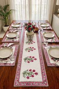 Best Selling Printed <b>Table</b> Mat Set with Matching <b>Runner</b>, Stylish Reusable Mats for <b>Dining</b> <b>Table</b> Decor Available For Sale - Product Image 2