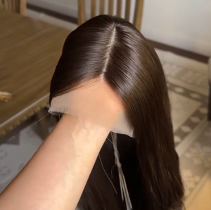 Migliori <span class=keywords><strong>Parrucche</strong></span> Kosher per Ebrei con Base in Seta, <span class=keywords><strong>Capelli</strong></span> Europei Premium Grezzi Allineati alla Cuticola, <span class=keywords><strong>Lunghi</strong></span> e Lisci, Colore Marrone Scuro Misto - Product Image 3