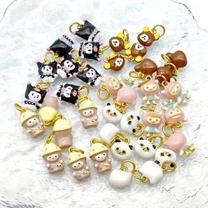 Милые 3D-эмалевые подвески в виде панды, позолоченные, для изготовления украшений своими руками, с цирконием, для ожерелий, серег, браслетов - Product Image 1