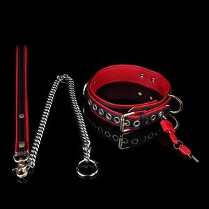 Hot Adjustable Leather BDSM <b>Collar</b> with Lock and Metal Chain Fetish <b>Bondage</b> Accessory for Role Play & Adult Products - Product Image 6