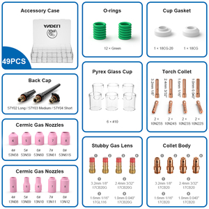 Đầu hàn TIG ANDELI kiểu ngắn, kính chắn khí cho máy hàn WP-17/18/26, bộ kính Pyrex, bền, tiện dụng, phụ kiện máy hàn GTAW - Product Image 5