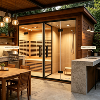 Sauna Luar Ruangan untuk 2-4 Orang, Kabin Mandi Uap, Kamar Mandi Uap, Dampfbad Mit Dusche untuk Ruang Taman