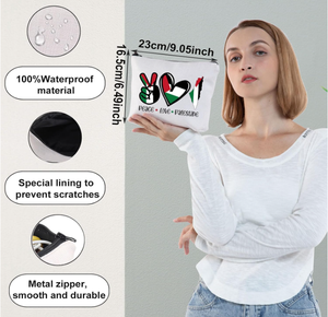 Bolsa de cosméticos Palestina Soporte Regalo de Palestina Paz Amor Palestina Gaza Jerusalén Maquillaje Bolsa con cremallera Bolsa Merch palestino - Product Image 2