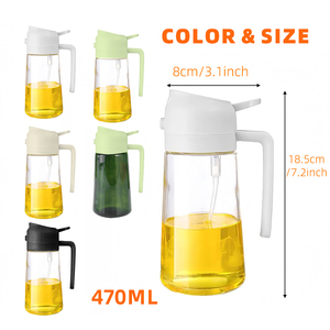 ホットセール 16オンス/470ml 2in1 大容量オイルスプレーボトル 調理用スプレー＆注ぎ両用 キッチン用オイルスプレーボトル - Product Image 2