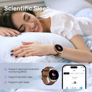 Honor Smart <b>Watch</b> Round Leather Band Green Dial AMOLED Display 41-43mm Unisex Fitness <b>Tracker</b> with <b>GPS</b> and NFC - Product Image 3