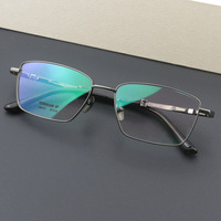 Montures de lunettes en titane pur pour hommes, design plein cadre, corne de buffle naturelle, lunettes sophistiquées style affaires, grandes montures dorées