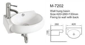 Lavabo mural en céramique pour salle de bain de balcon - Product Image 3