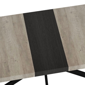 Mesa de Comedor Rectangular Extensible de Madera, Diseño Moderno, Tablero Gris Carole, Centro Negro Repujado, Base Metálica Resistente al Agua - Product Image 4