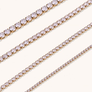 Elegante Collar de Cadena de Acero Inoxidable Coreano, Collar de Tenis de Oro Sólido de 14K con Diamantes de Laboratorio para Mujeres, Hombres y Niñas - Product Image 1