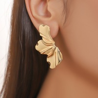 Boucles d'oreilles en acier inoxydable plaqué or 18 carats, sans ternissement, motif abstrait irrégulier, effet lave liquide, pour femme