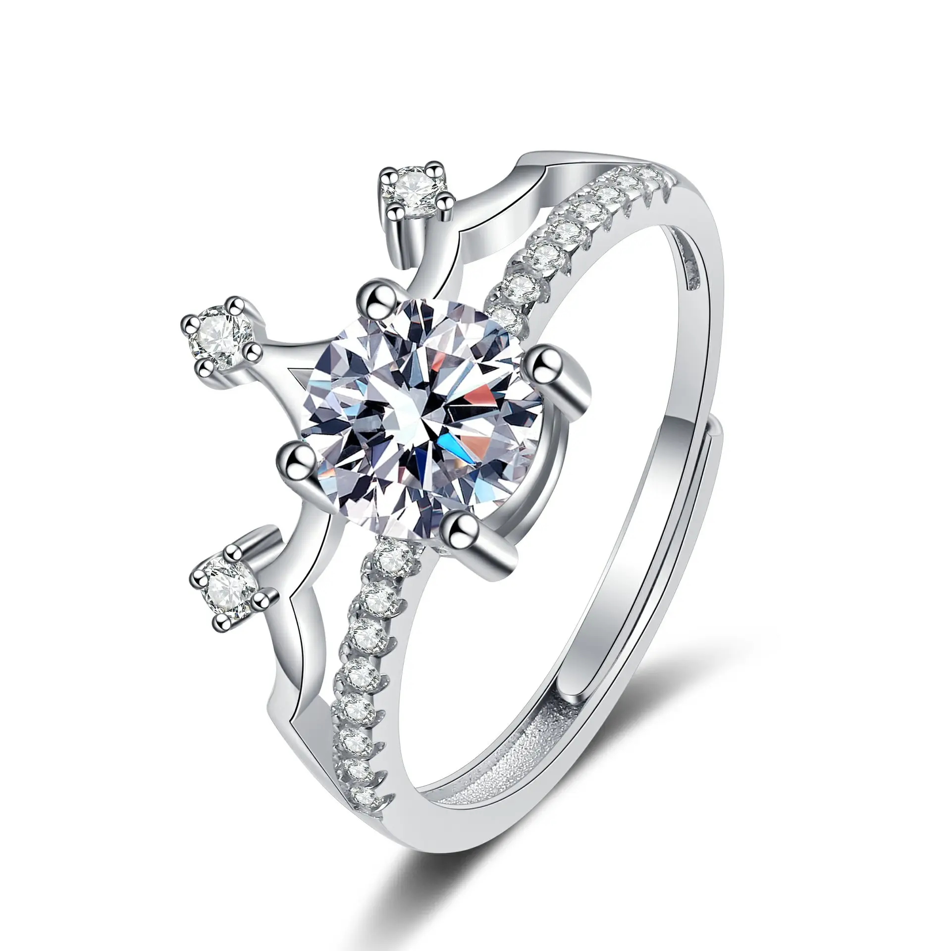 Fashion Jewelry Simulation Moissanite Ring Female 1 Karat Six Claw Wedding Rings For Women