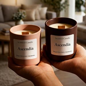เทียนหอม Ascendia ในโถเซรามิก ทำจากขี้ผึ้งถั่วเหลือง กลิ่นอโรมาเธอราพี ตกแต่งบ้าน สไตล์มินิมอล กลิ่นดอกไม้และพืช ให้ความหอมนาน 40-60 ชั่วโมง - Product Image 3