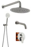 Usine directe dissimulé salle de bain robinet en acier inoxydable robinet de douche mural ensemble de douche pluie Nickel brossé cascade mélange