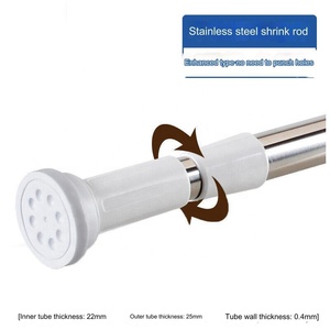 Accessoires de <span class=keywords><strong>tringle</strong></span> à <span class=keywords><strong>rideau</strong></span> de douche télescopique en acier inoxydable, <span class=keywords><strong>grande</strong></span> tête ronde, tige de séchage des vêtements sans poinçonnage - Product Image 5