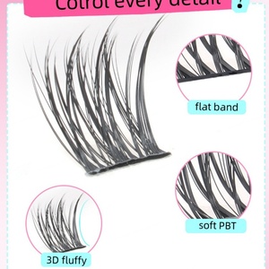 Clusters de cils Mega Volume 200D à étiquette privée personnalisée, 10-16 mm, cils 3D moelleux, kit de clusters de cils synthétiques, cheveux segmentés, livre de cils - Product Image 6