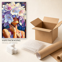 Peinture à l'huile moderne abstraite de fille florale, peinte à la main, à l'impasto épais, avec couteau à palette, portrait de femme sur toile, art mural pour chambre à coucher
