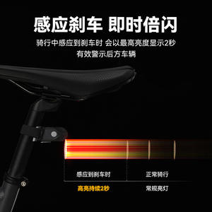 Luz trasera inteligente personalizada con sensor de freno para bicicletas de montaña y carretera, LED recargable con 4 modos, impermeable IPX4, de plástico. - Product Image 2