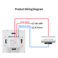 Interrupteur mural intelligent Wi-Fi en verre trempé tactile pour climatiseur, compatible UE et RU, 20A 240V, haute puissance, pour Smart Life