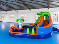 Toboggan aquatique gonflable sur le thème des dinosaures crocodiles, parc aquatique gonflable commercial, équipement de jeu gonflable pour enfants en plein air