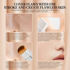 Base de Maquillaje de Doble Punta con <span class=keywords><strong>Brocha</strong></span>, Cobertura Natural de Larga Duración, Maquillaje Facial 2 en 1, Base de Maquillaje que Cambia de Color - Product Image 2