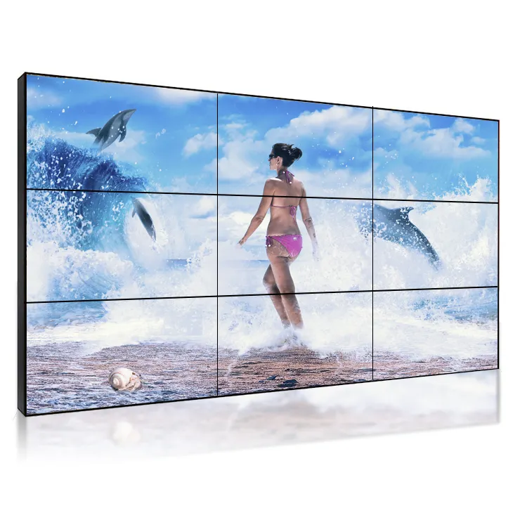55 Inch Indoor Super Sempit Bezel LED 1080P 0.88Mm TFT Layar Panel Lcd 4K Splicing Dinding Video Wall LCD Layar