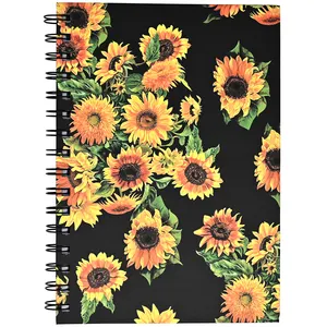 5.5"x8.3" Hardcover Spiral Notebook College Ruled Journal Wire-o Notebook School Exercise Book - Sunflower