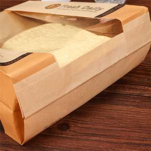 Fast Food Grade Brown Kraft Glassine Wax Greaseproof Donuts Sandwich Bread Packaging <b>Paper</b> Bag With Window - Product Image 2