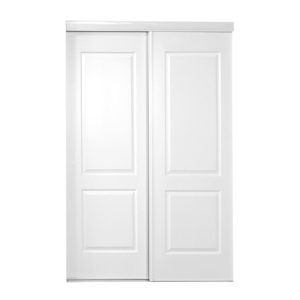 Trắng đúc thiết kế bằng gỗ 2 bảng điều khiển lõi rỗng bỏ qua cửa tủ quần áo trượt cho nhà ở - Product Image 4